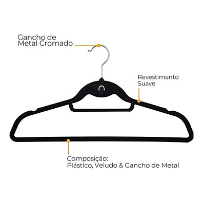 Kit com 36 Cabides Slim Aveludados Anti-Deslizantes