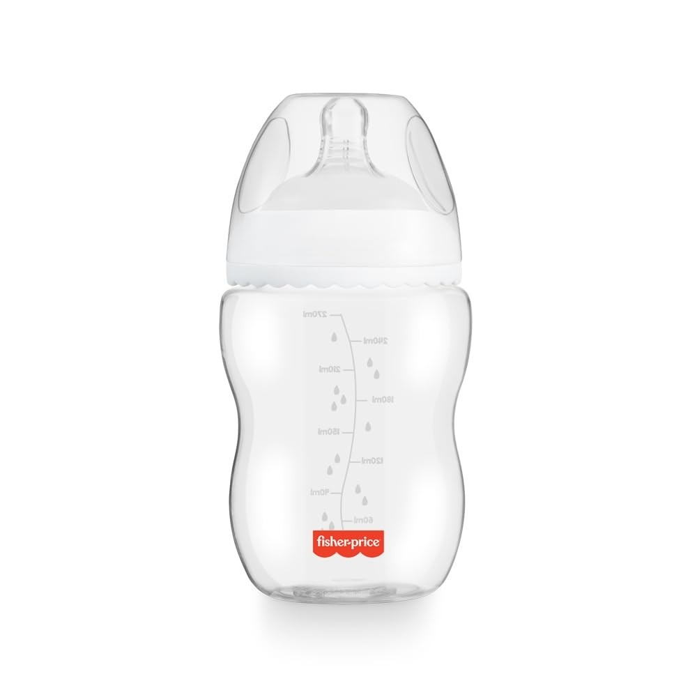 Mamadeira First Moments Clássica Neutra 270ml +2 meses Fisher Price - Anti Cólicas e Bico Natural
