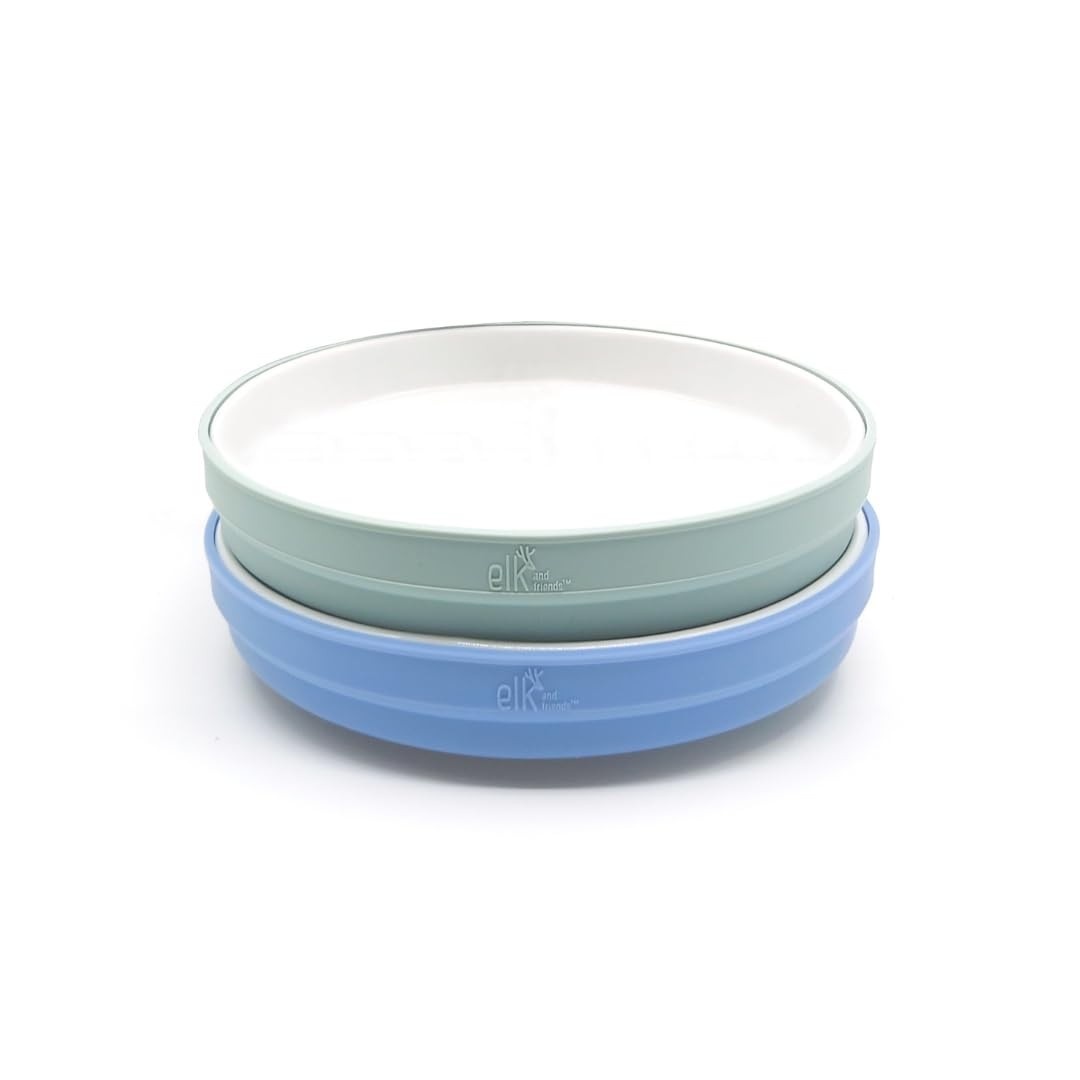Pratos Infantis de Porcelana com Mangas de Silicone - Seguros, Antiderrapantes e Elegantes