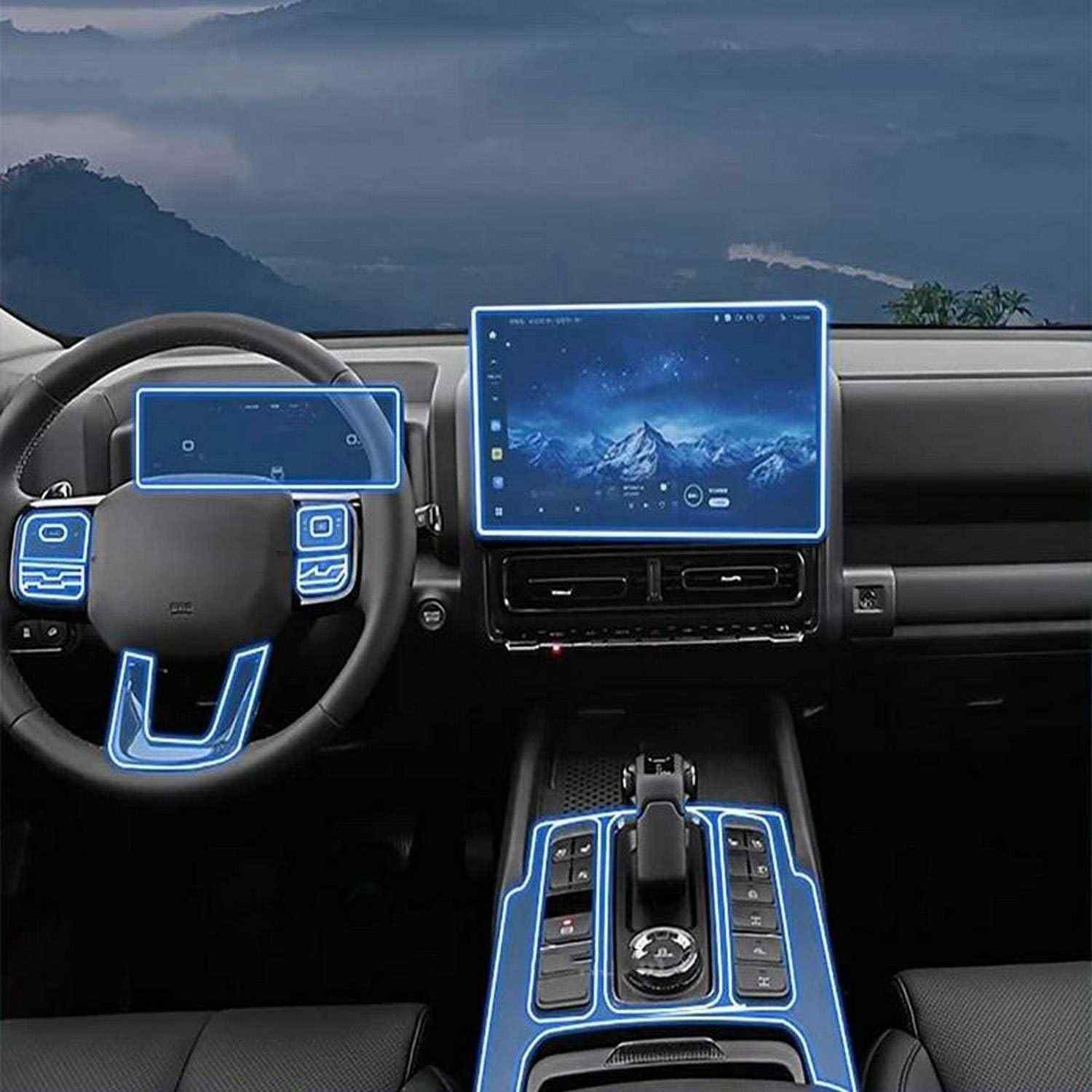 Película Protetora TPU Transparente para Console Central HAVAL H9 2024-2025 - Antirrisco e Anticolisão