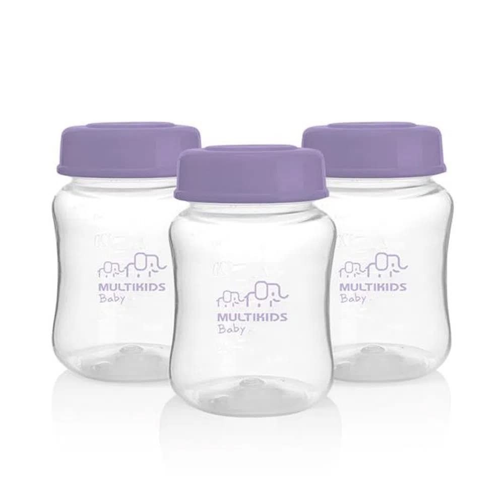 Kit 3 Potes para Armazenar Leite Materno 180ml - Seguro, Antivazamento e Livre de BPA