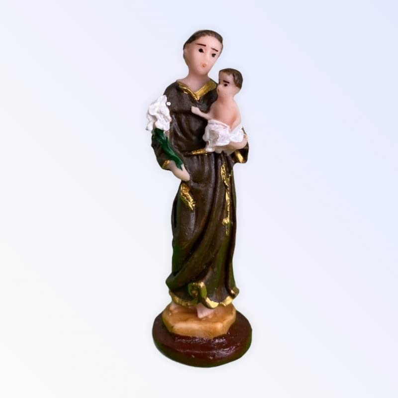 Santo Católico Padroeiro em Resina 7 cm - Imagem Sagrada de Santo Antônio para Decoração e Oração