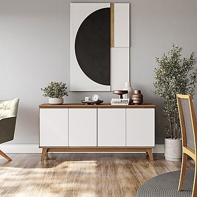 Aparador Kappesberg 156cm: Elegância Canela/Branco