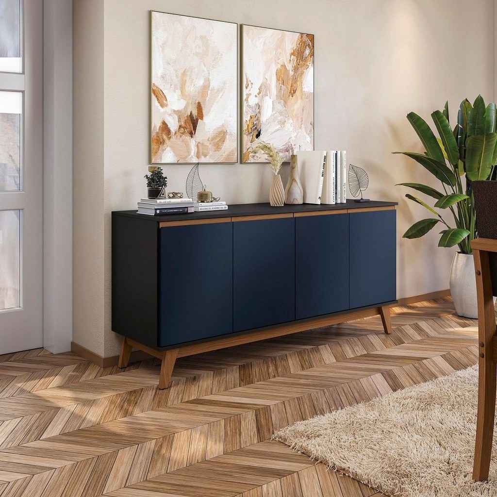 Aparador Kappesberg 156cm: Preto Fosco e Azul!