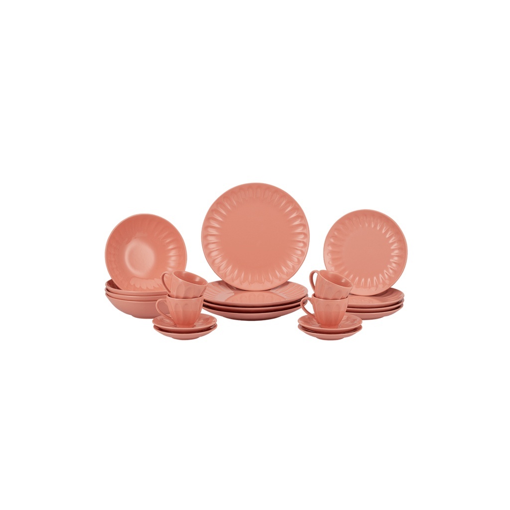 Aparelho de Jantar Decorato: 20 Peças em Cerâmica Coral