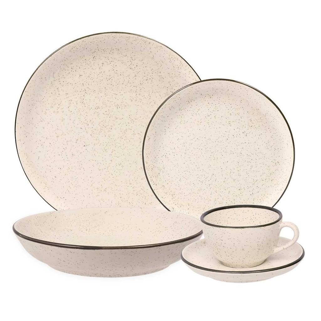 Aparelho de Jantar e Chá 20 Peças Oxford Flat Duna: Elegância Moderna