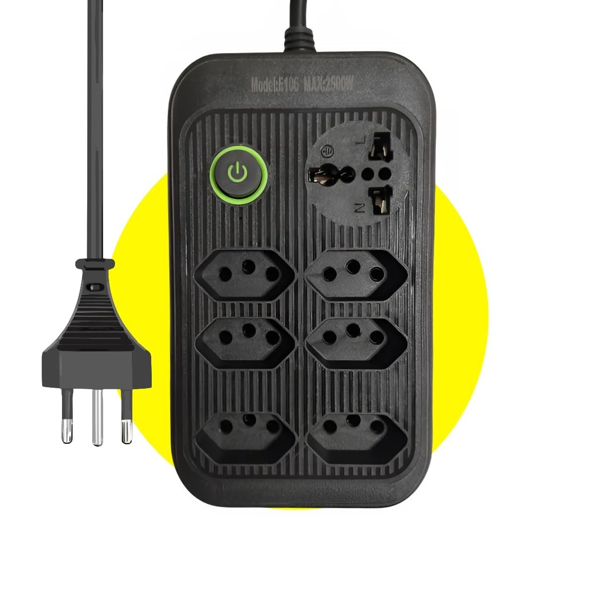 Régua Elétrica 6 Tomadas + 1 Universal 3m Bivolt 2500W - Organize e Proteja Seus Aparelhos