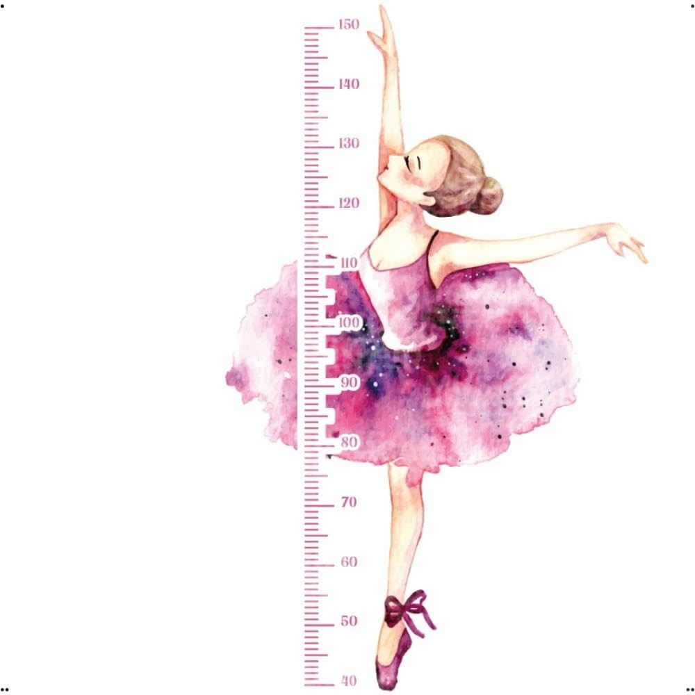 Adesivo Decorativo Régua de Crescimento Bailarina Infantil - Lavável, Seguro e Fácil Aplicação