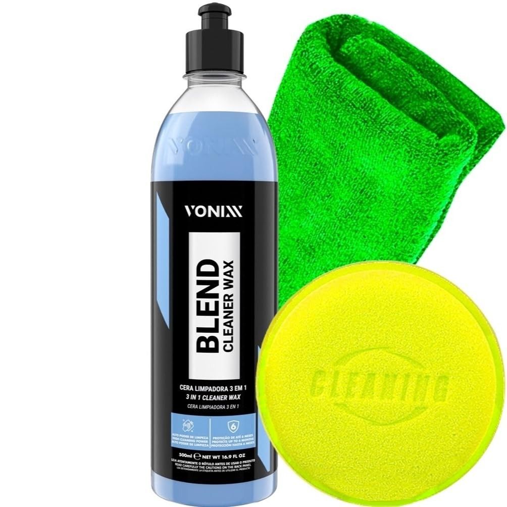 Kit Automotivo Blend Cleaner Vonixx Carnaúba e Sílica Limpadora 500ml Vonixx Toalha Aplicador Karbox