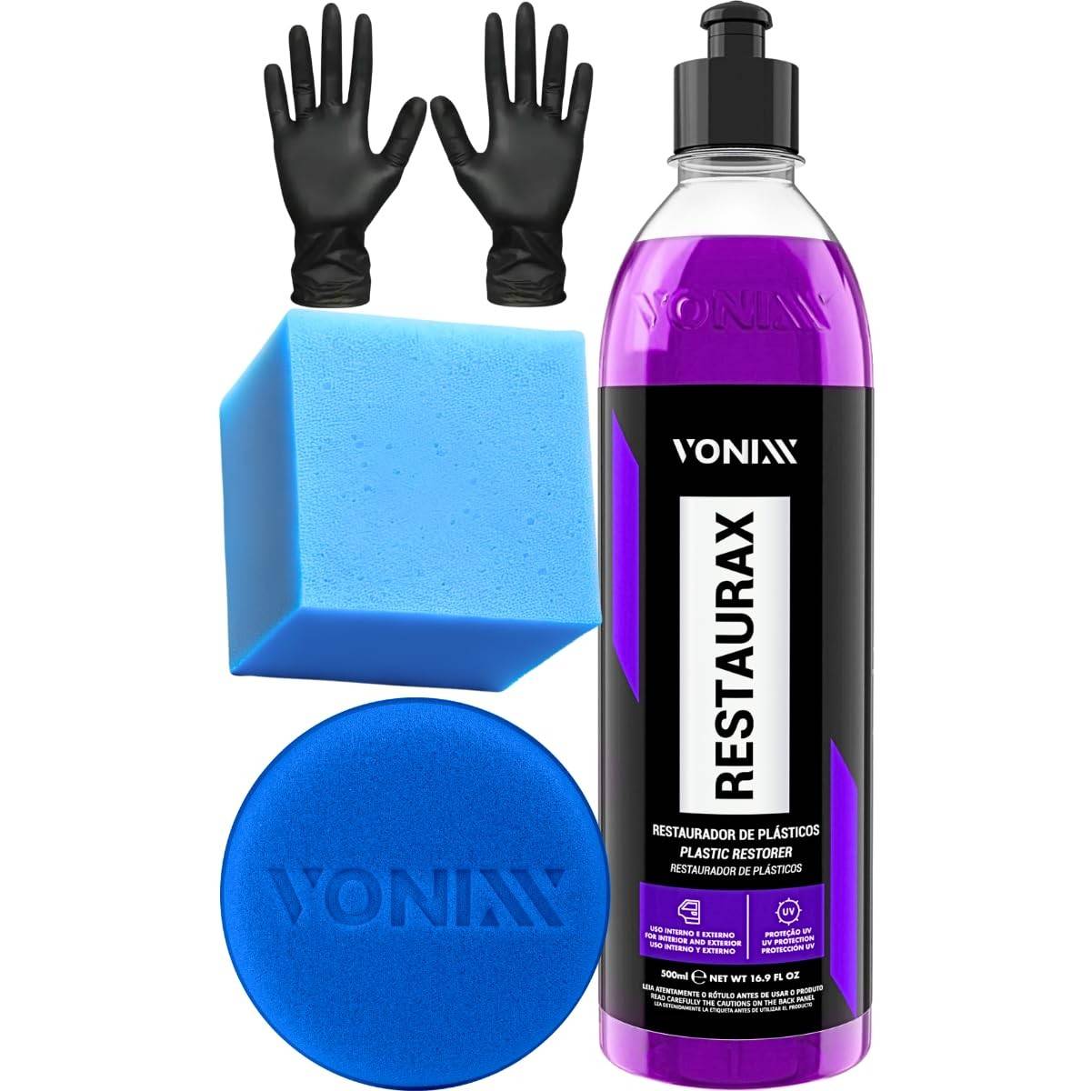 Restaurax Vonixx: Renove Plásticos e Borrachas com Kit Completo + Luva e Aplicador