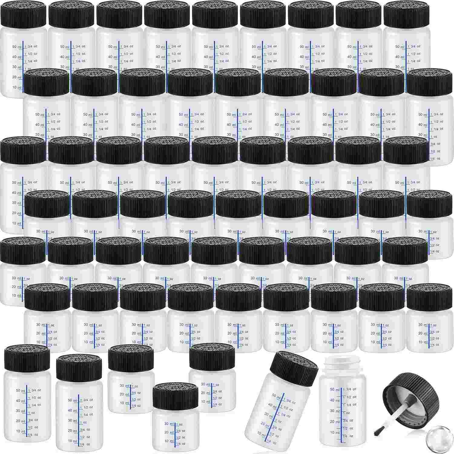 Maxcheck 120 Frascos de Tinta de Retoque com Pincel Aplicador - 59ml e 28g, Recipientes de Plástico com Bola de Mistura