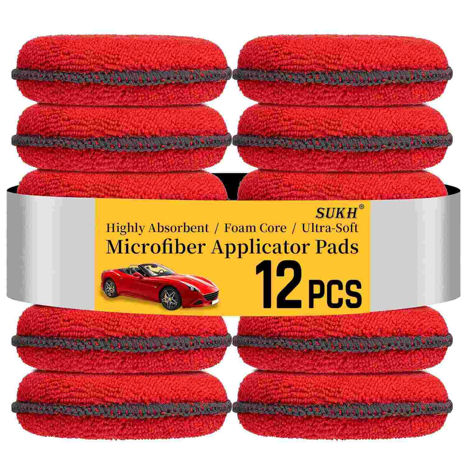 Kit 12 Almofadas Aplicadoras de Cera Microfibra Premium - Detalhe Profissional para seu Carro