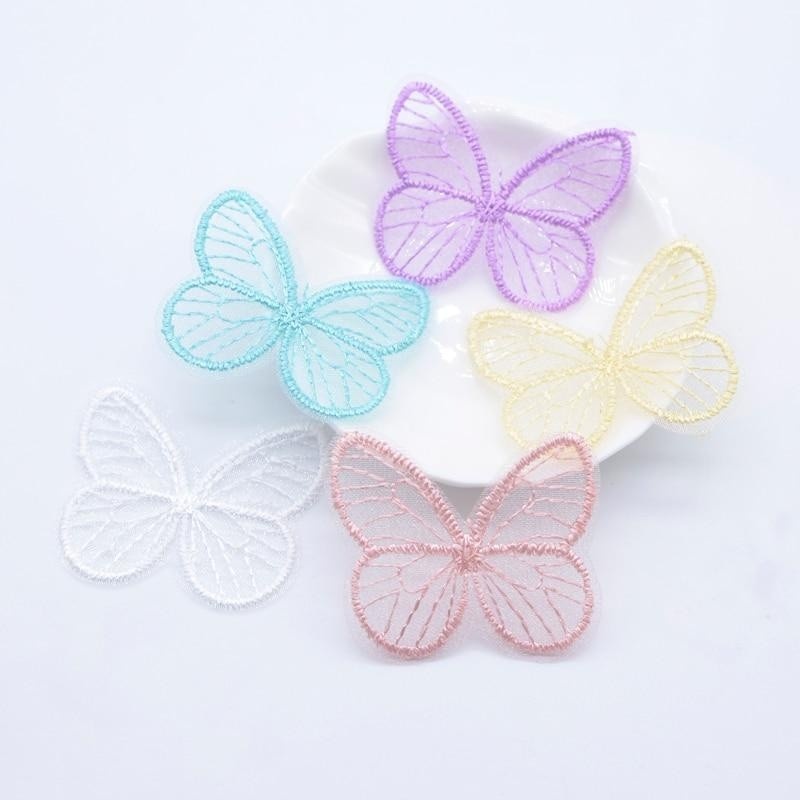 Aplique Borboleta 20 Pcs 46x39mm – Patches Bordados para DIY e Acessórios