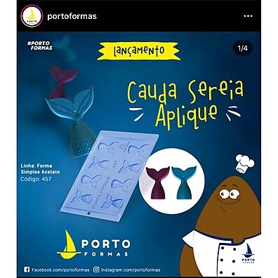 Aplique Cauda de Sereia: Formas de Acetato para Doces