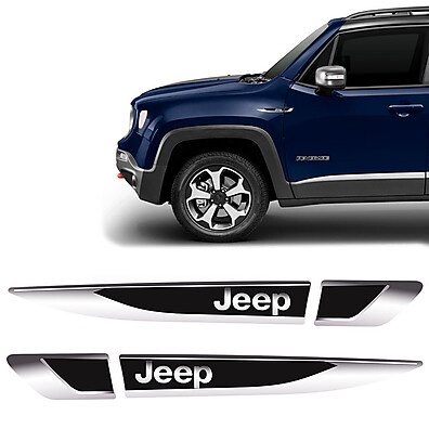 Aplique Lateral Jeep: Emblema Cromado Resinado Premium