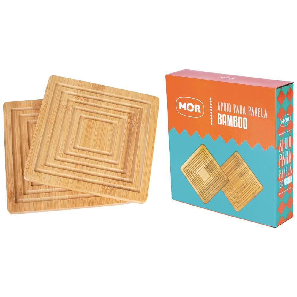 Apoio de Panela Bamboo: Kit 4 Peças Premium