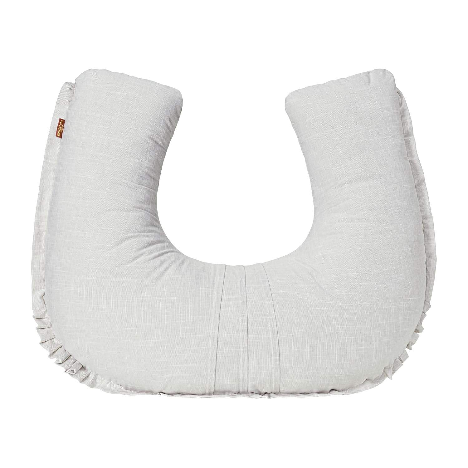 Apoio Amamentar Slim Linho Bege Mescla – Conforto e Estilo para Mães Modernas