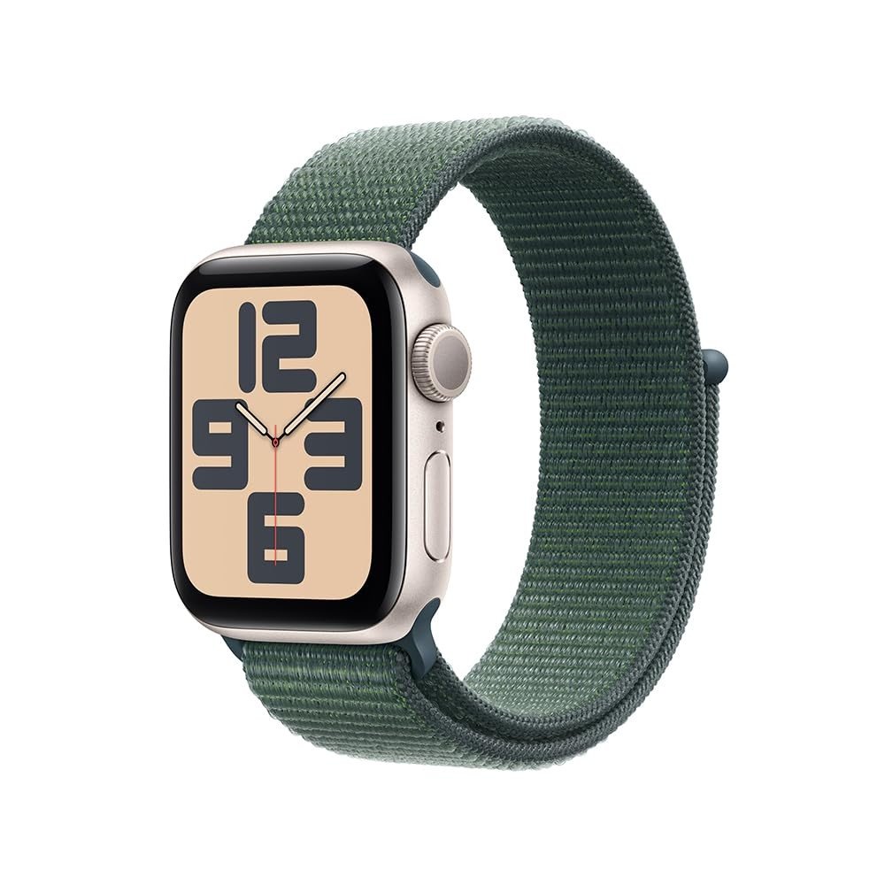 Apple Watch SE GPS 40mm Alumínio Caixa Estelar com Pulseira Loop Esportiva Verde-Lago
