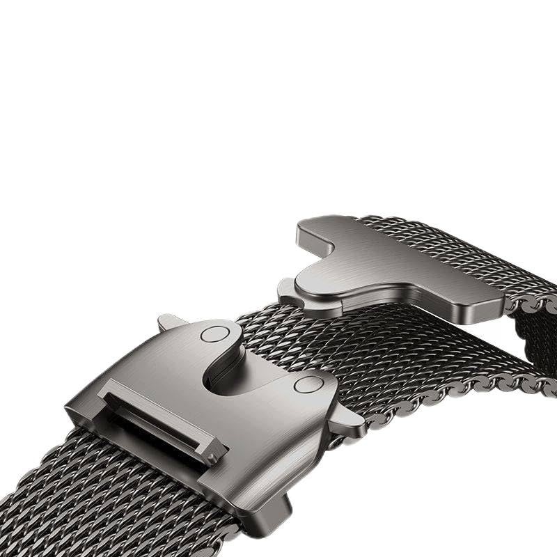 Pulseira masculina de malha milanesa compatível com relógio Apple Ultra 2/Ultra de 49 mm, 46 mm, 45 mm e 44 mm, pulseira ajustável com fivela de metal estilo paraquedas para iWatch SE séries