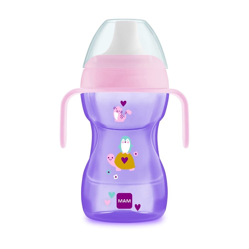Copo MAM Fun to Drink 270ml Rosa - Transição Perfeita para Bebês Aprendendo a Beber