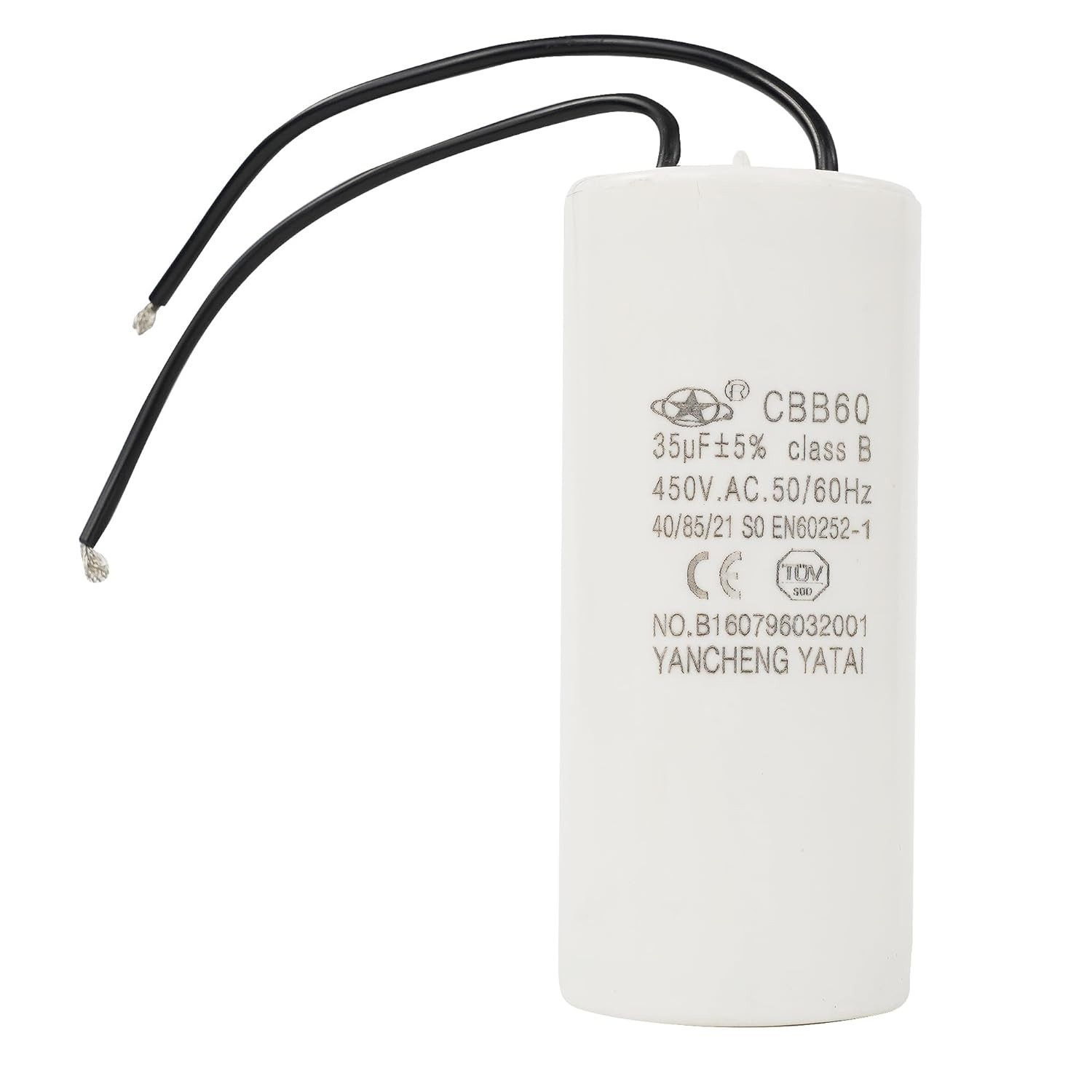 Capacitor CBB60 35µF para Compressor de Ar, Motor de Bomba e Ar Condicionado - Cilíndrico com Condutor