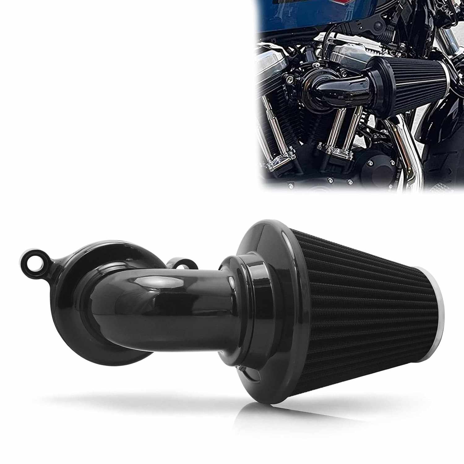 Filtro de Ar Harley Davidson Sportster, Street, Road Glide & King - Entrada de Ar Nake Preto