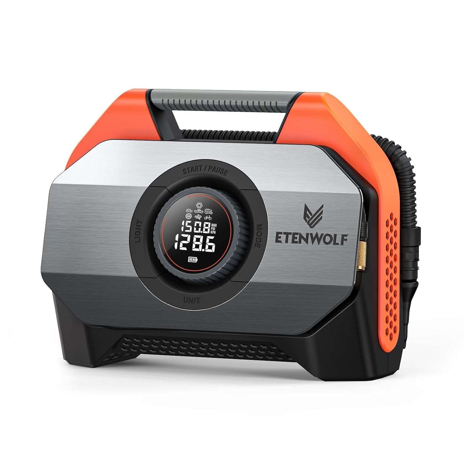 ETENWOLF VORTEX S6: Compressor de Ar Portátil Potente para Veículos Pesados e Infláveis | Bateria 19200mAh
