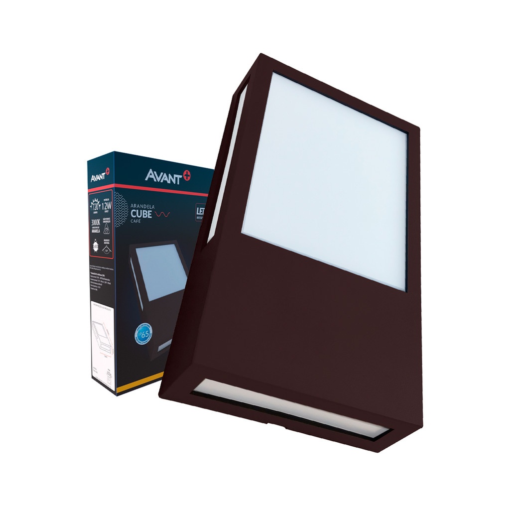 Arandela LED Externa Cube 12W 3000K Café – Iluminação Moderna e Resistente
