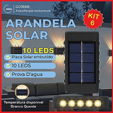 Arandela Solar 10 LEDs: Iluminação Externa Sem Fio