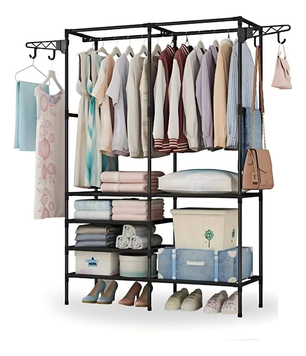 Organizador Multiuso Arara + Cabideiro + Sapateira + Prateleiras para Closet e Quarto