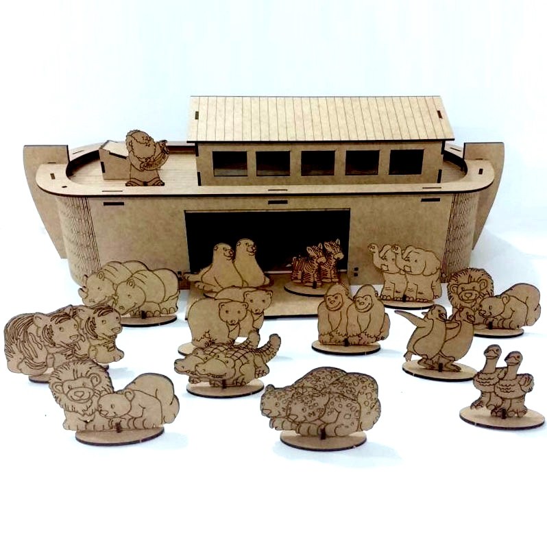 Arca de Noé MDF 60x20x30cm - Kit para Montar