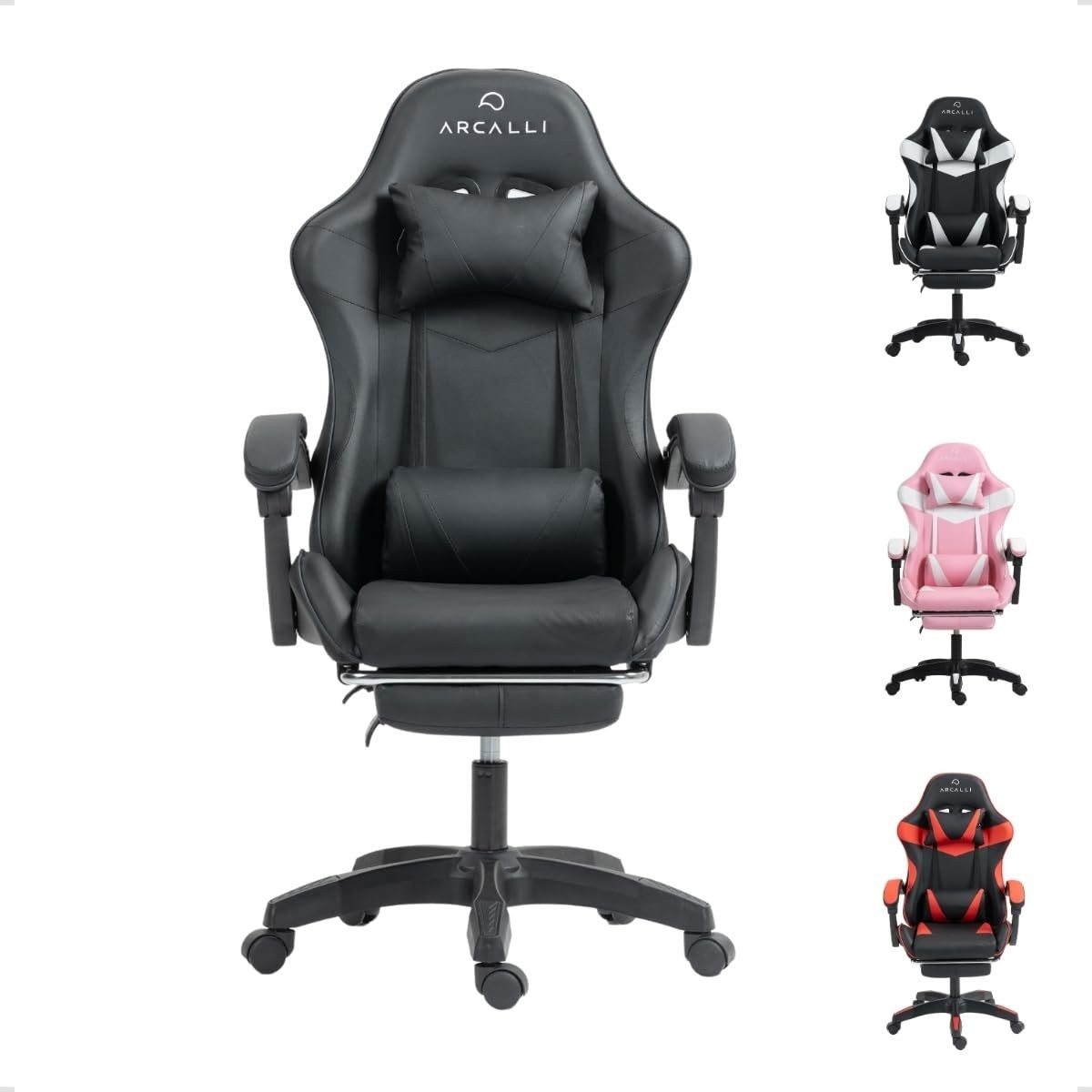 Cadeira Gamer Ergonômica Arcalli com Apoio de Pernas – Conforto Profissional para Escritório