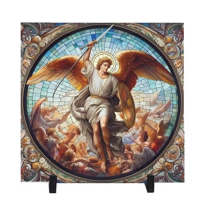 Quadro Decorativo Arcanjo São Miguel - Fé e Proteção para Ambientes Católicos e Evangélicos
