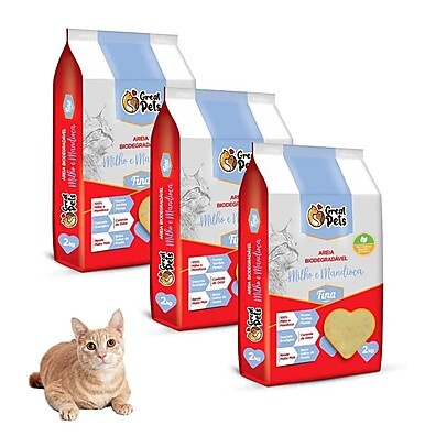 Areia Biodegradável para Gatos: Kit 6Kg Great Pets