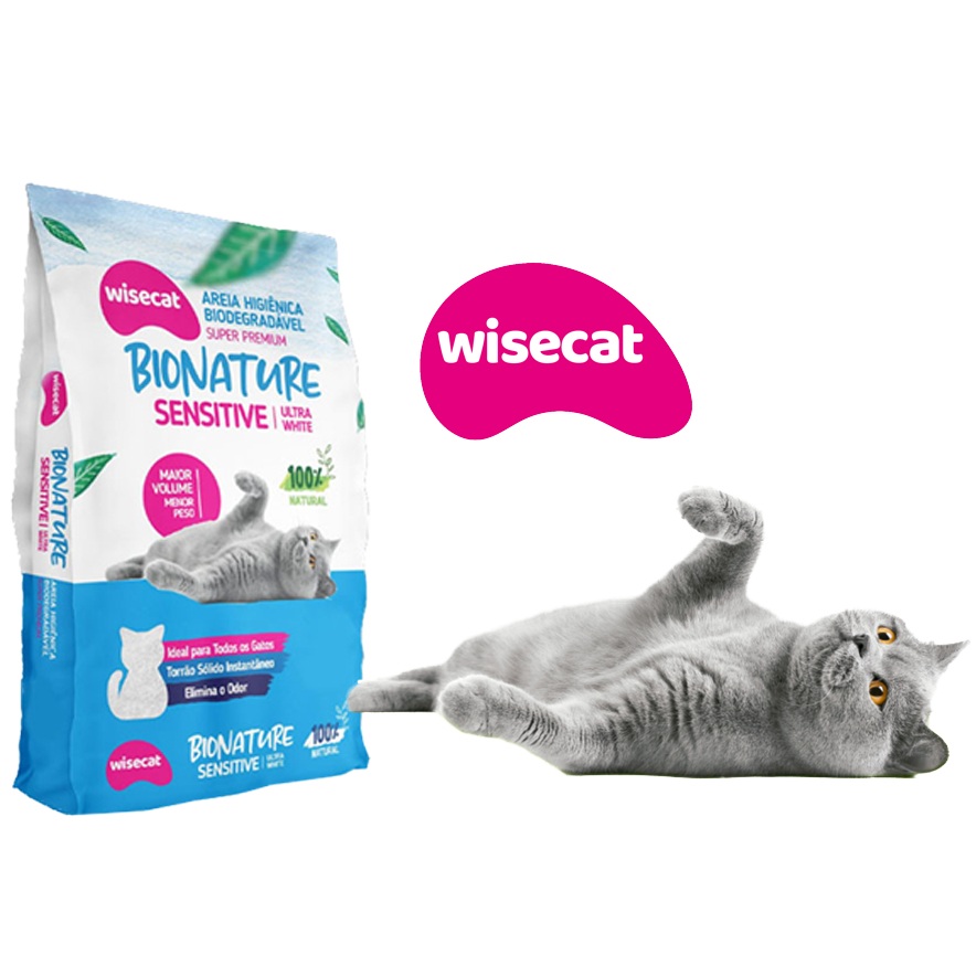Areia Biodegradável Wisecat 4KG: Higiene Natural para Seu Gato