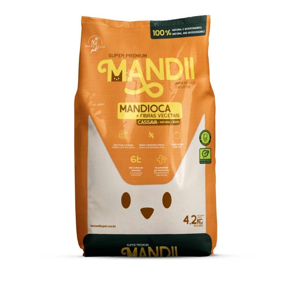 Areia Mandii Biodegradável 4,2kg: Ecológica e Confortável para Gatos