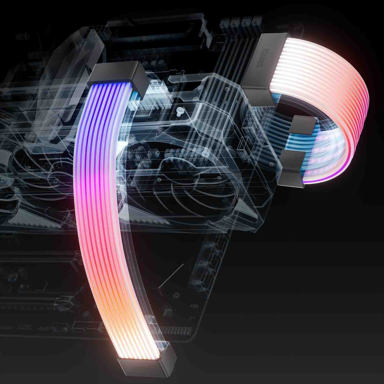 Kit Extensor de Cabo RGB Aurora AsiaHorse para PC: Iluminação ARGB para Placa Mãe e GPU