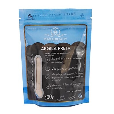 Argila em Pó Preta 100% Vegana Phállebeauty 100g – Detox Natural para Pele