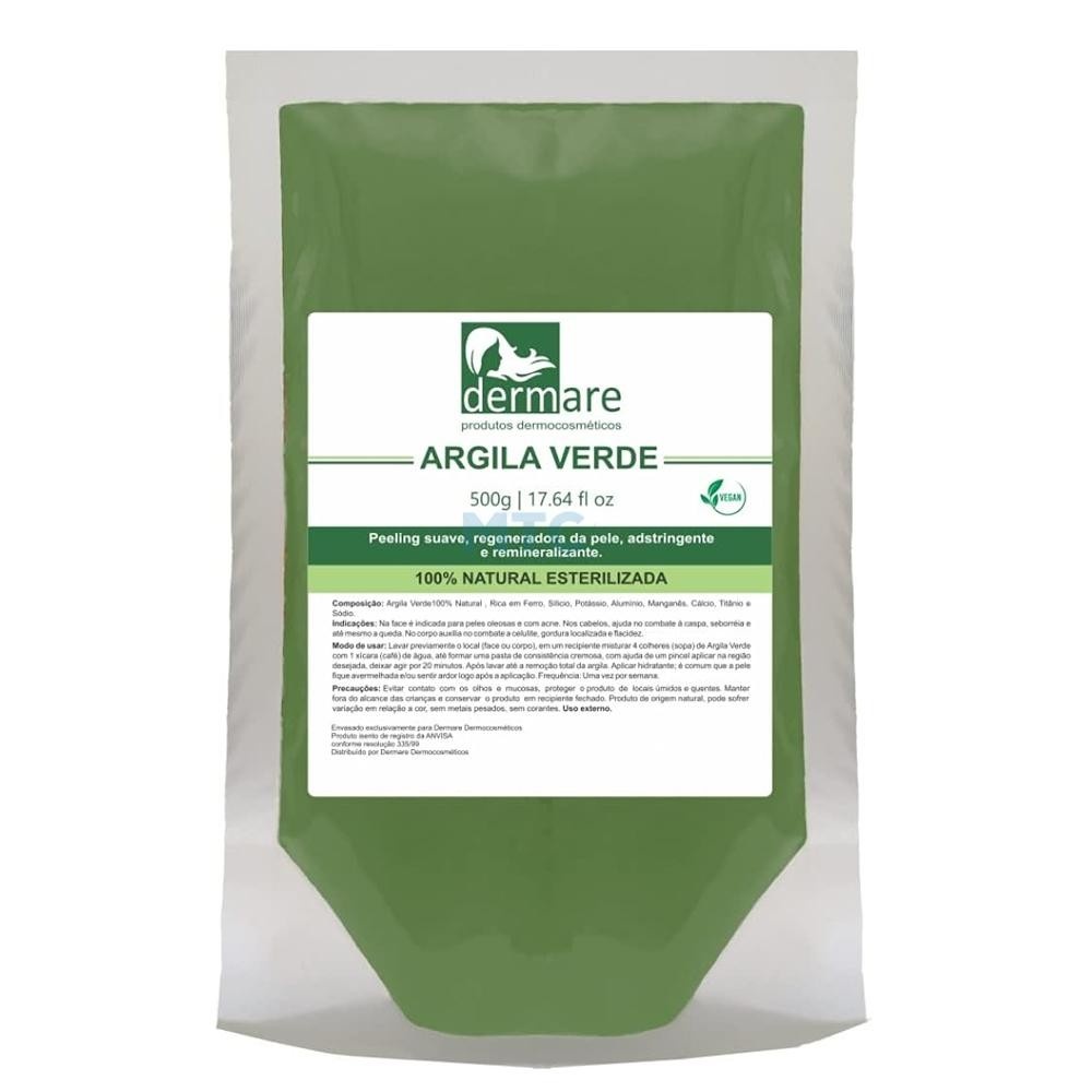 Argila Verde 500g Dermare: Solução Natural para Pele Oleosa e Acne