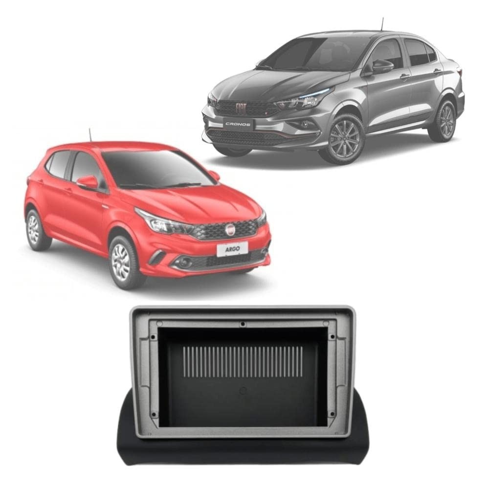 Moldura Fiamon 9" para Fiat Argo e Cronos: Design Preto com Filete Grafite Premium