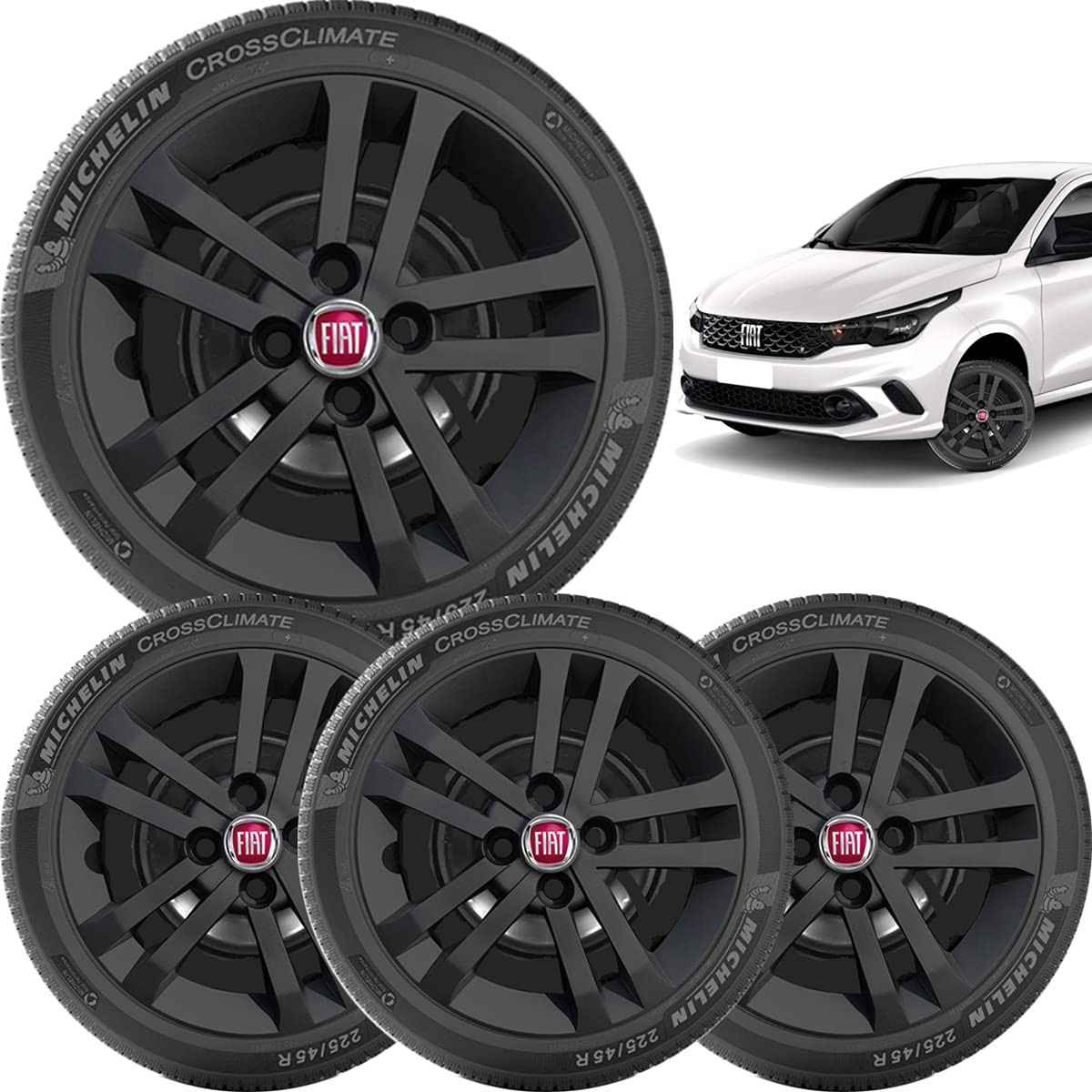 Kit 4 Calotas Fiat Argo Aro 14 2021 Preto - Estilo e Proteção Premium