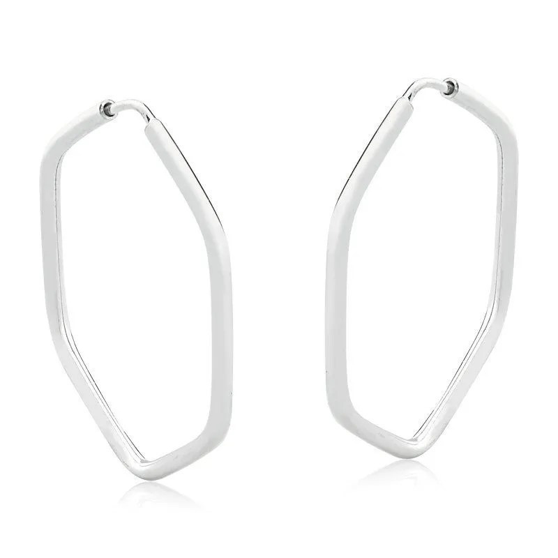 Argolas Prata 925 Hexágono 12mm: Elegância Atemporal