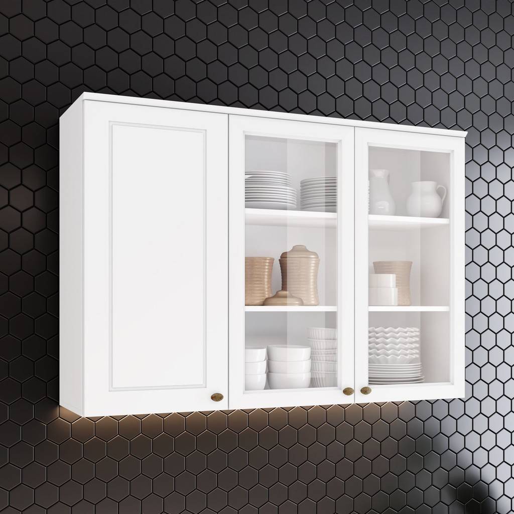 Armário Aéreo 3 Portas Emily 120cm: Elegância!