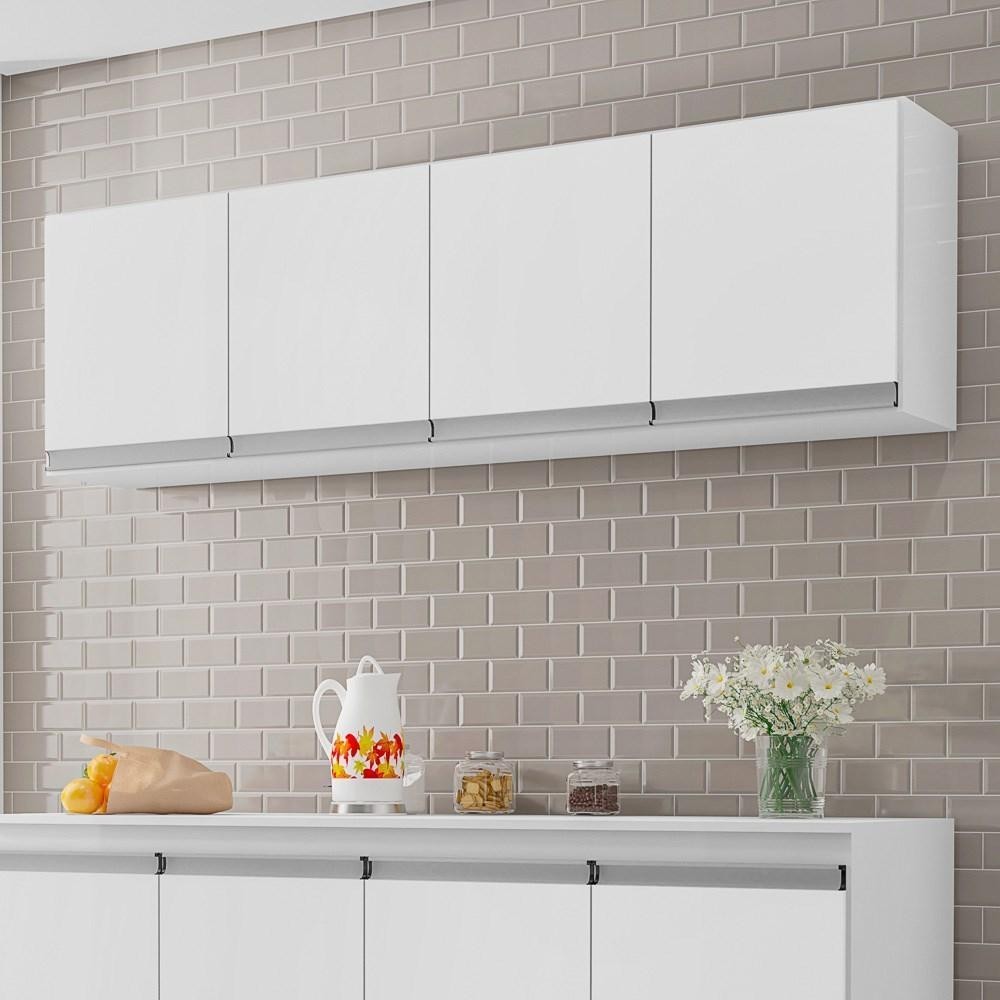 Armário Aéreo 4 Portas 160cm Andréia Branco – Organize sua Cozinha com Estilo