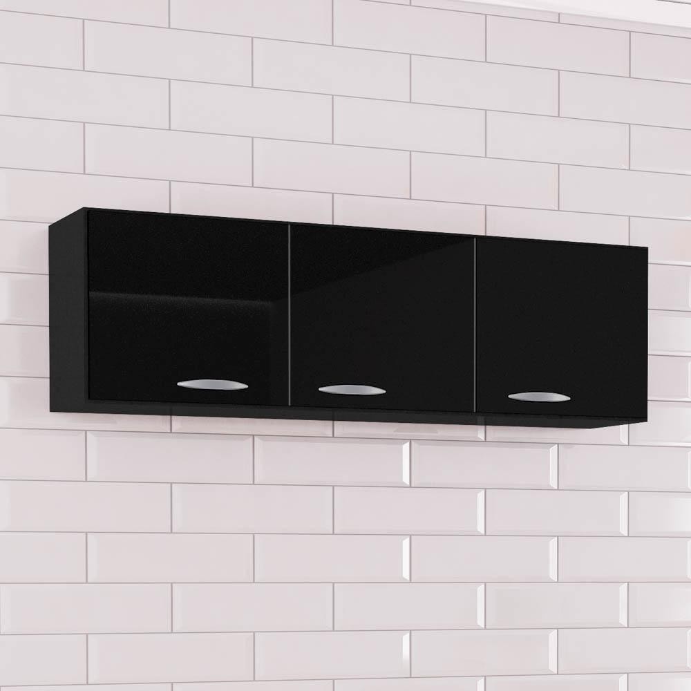 Armário Aéreo Cozinha 120cm Preto: Mais Estilo!