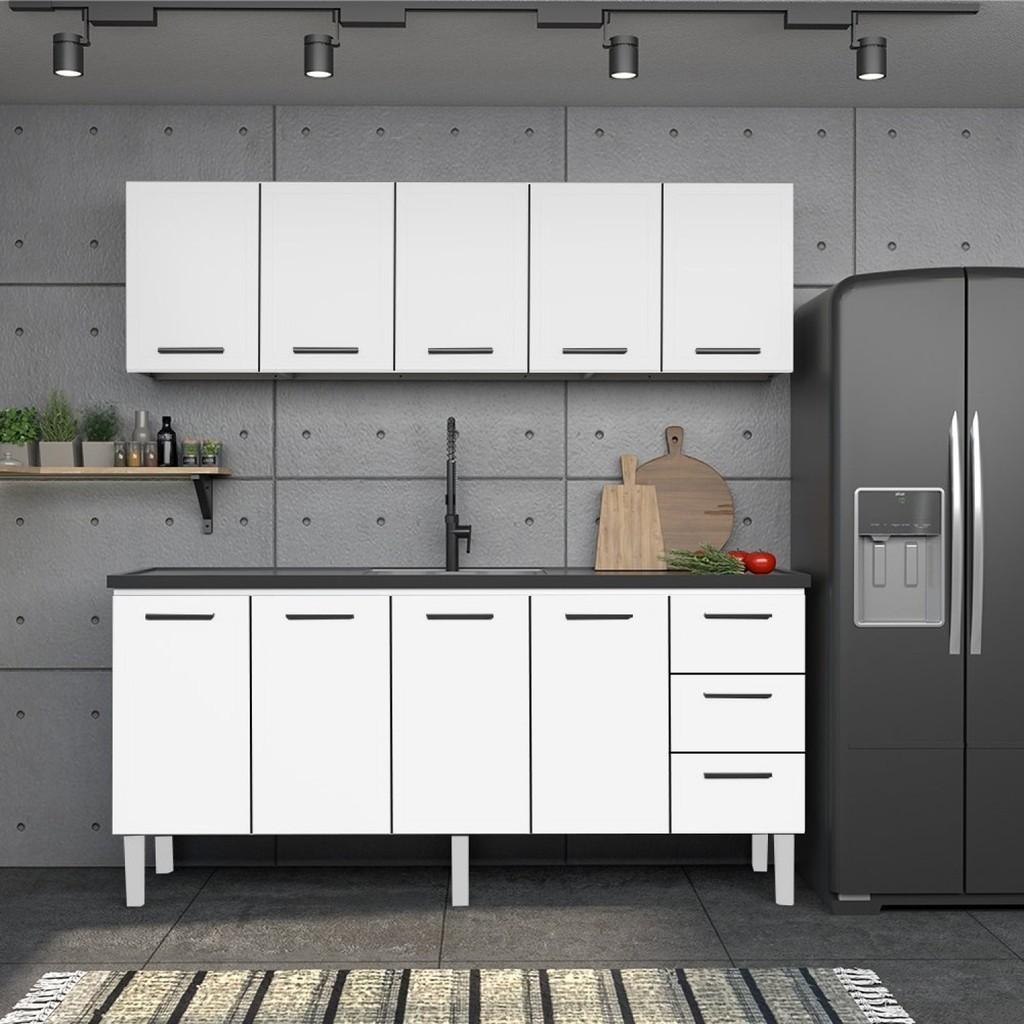 Armário Aéreo Cozinha 200cm: Vênus, o Branco Ideal!