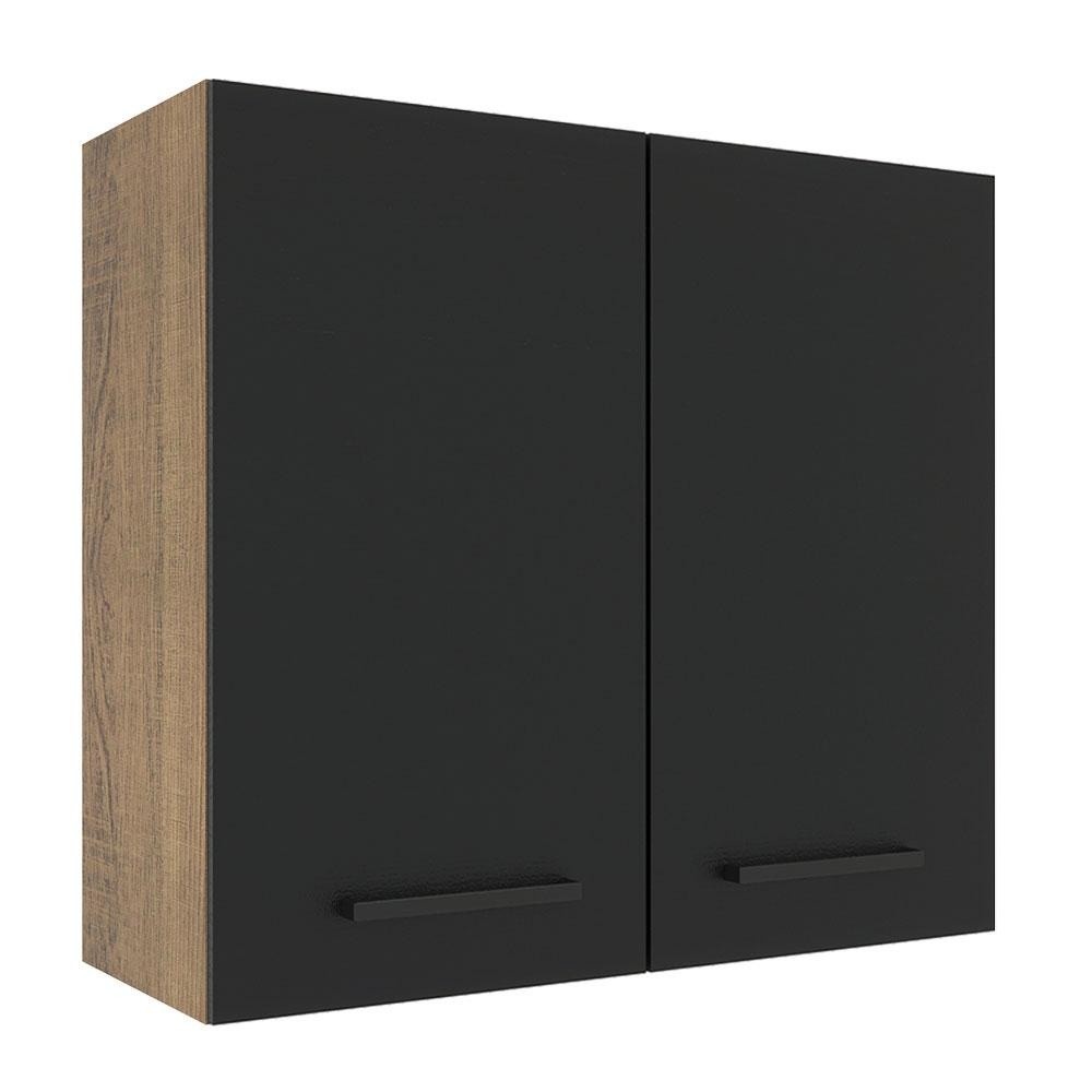 Armário Aéreo Cozinha 70cm Agata: Rustic/Preto