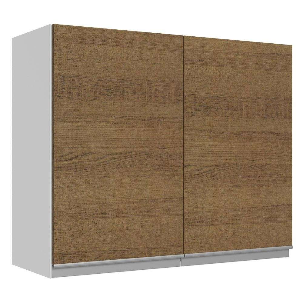 Armário Aéreo Cozinha 80cm: MDF, Branco/Rustic