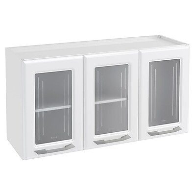 Armário Aéreo Cozinha Topázio: 3 Portas e Vidro!