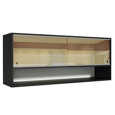 Armário Aéreo Preto 120cm: Vidro e Nicho!